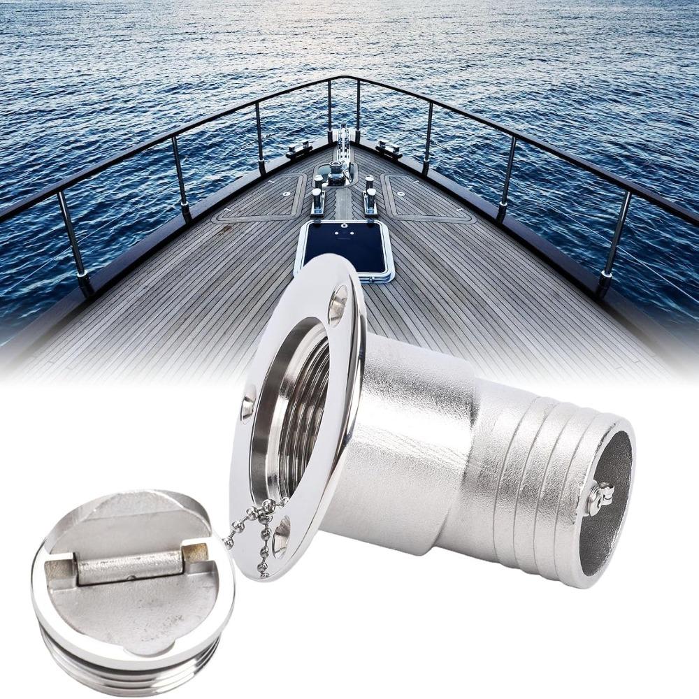 Stainless Steel Fuel Deck Fill 38mm Gas Filler Neck Polished Keyless Cap Yacht Fuel System Refit