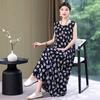 Women's Sleeveless Dress Plus Size Vintage Dresses Loose Round Neck Solid Color Dresses Medium Length Dresses