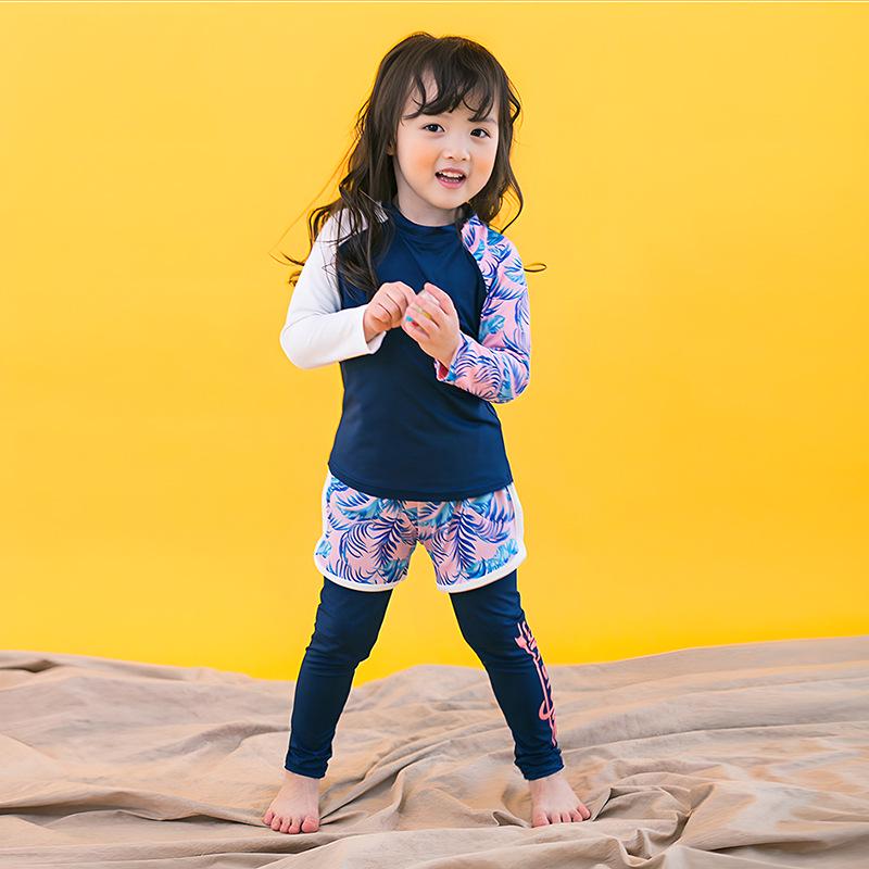 2024 Детский быстросохнущий купальный костюм: Солнцезащитный лонгслив, раздельный дизайн для девочек и мальчиков