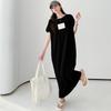 2025 Plus Size Summer T-Shirt Dress Women Fashion Letter Printing Beach Cotton O-Neck Loose Short Sleeve Midi Dresses