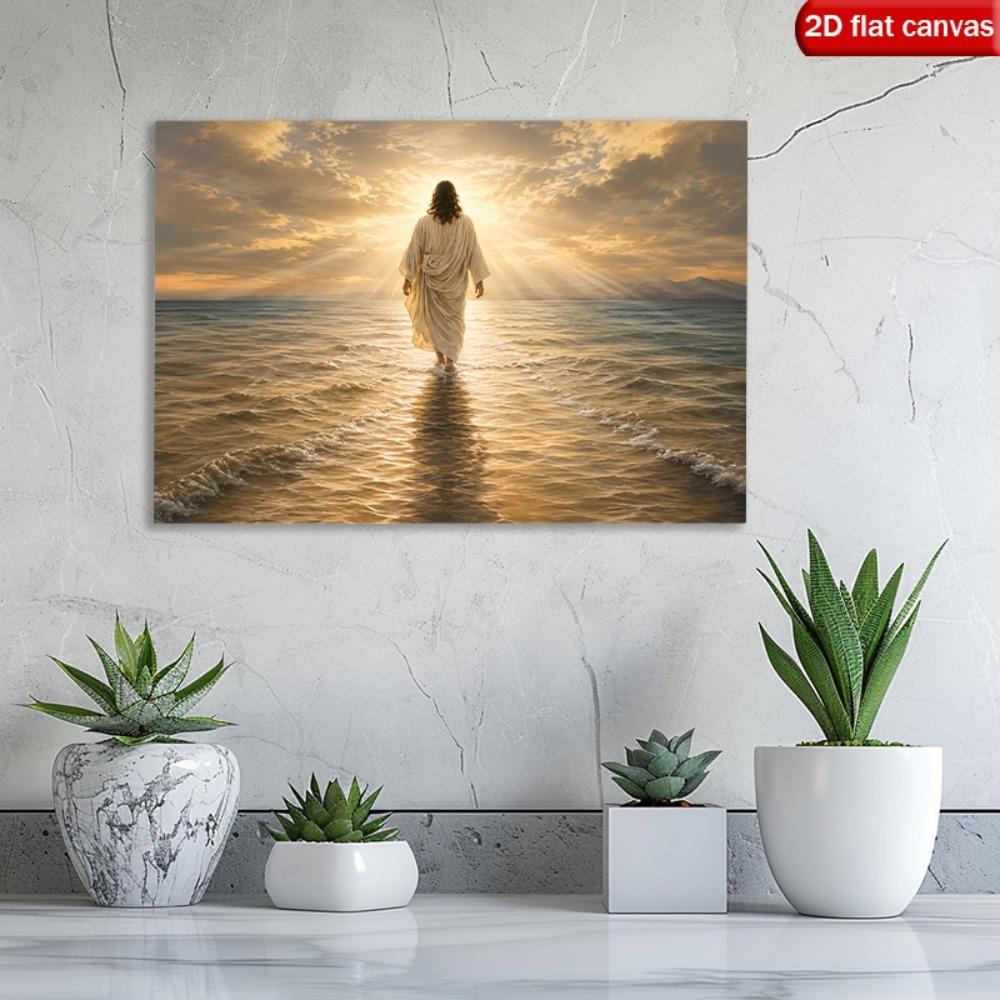 Canvas Wall Art Christ Walks on Water Modern Neutral Office Decor Bedroom Decor Church Decor Artwork Wall Decor Religious Gift