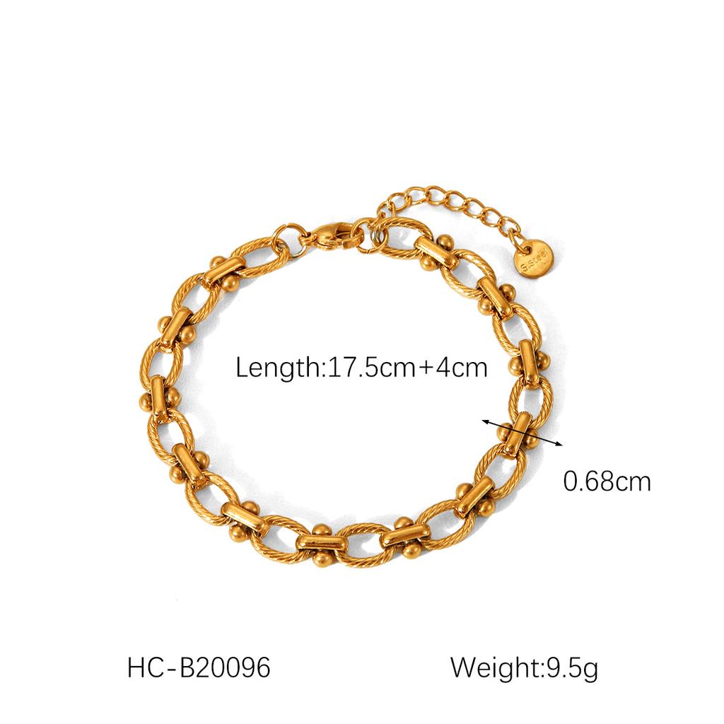 Ювелирные изделия с покрытием из 18-каратного золота, браслет из нержавеющей стали, женский, в стиле INS, цепочка из бусин, цепочка ручной работы, ювелирные изделия
