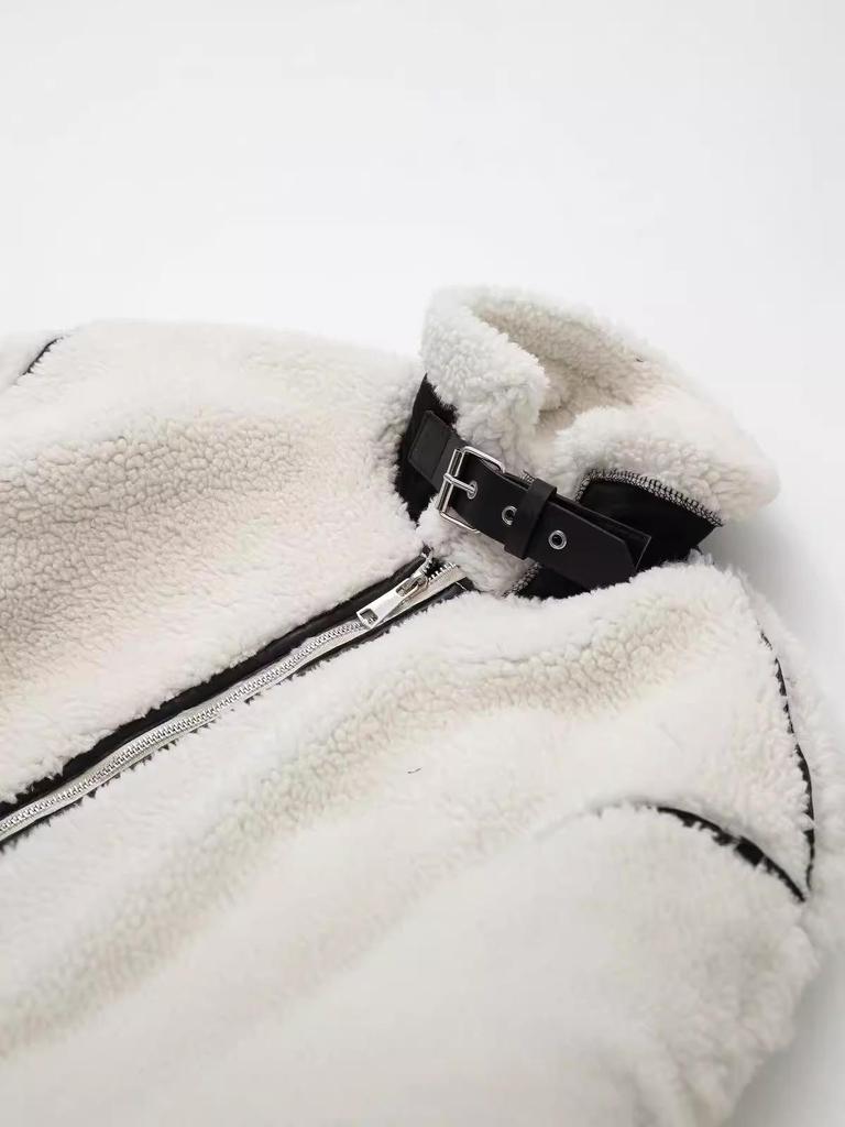 Женская куртка из искусственной овчины, сшитая из разных частей, на осень 2023 года в уникальном европейско-американском стиле Y2K