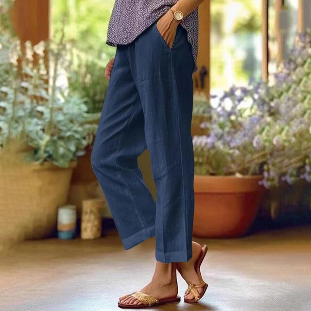 2023 Women's Cotton Linen Loose Straight-Leg Casual Fashion Pants