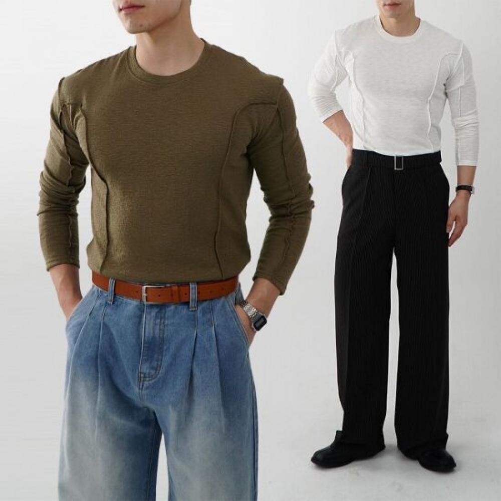 Onl Men 1 + 1 CuT Muscle FiT Long Sleeve WhiTe T shirT