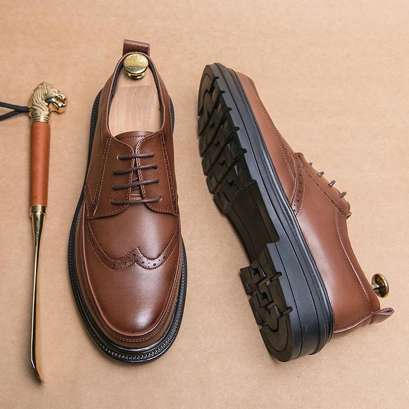 Высококачественные брендовые легкие оксфордские туфли, мужская офисная деловая обувь, модные мужские элегантные туфли из натуральной кожи, бесплатная доставка