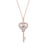 Sterling Silver S925 Love Key Necklace Light Luxury Design Simple Niche New Fashionable All-Matching Ornament