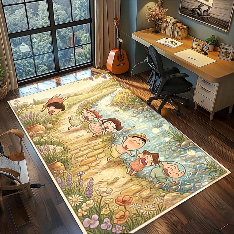 Crayon Shin-chan Non Slip Area Rug Large Washable Carpet Bedroom Gamer Room Decor