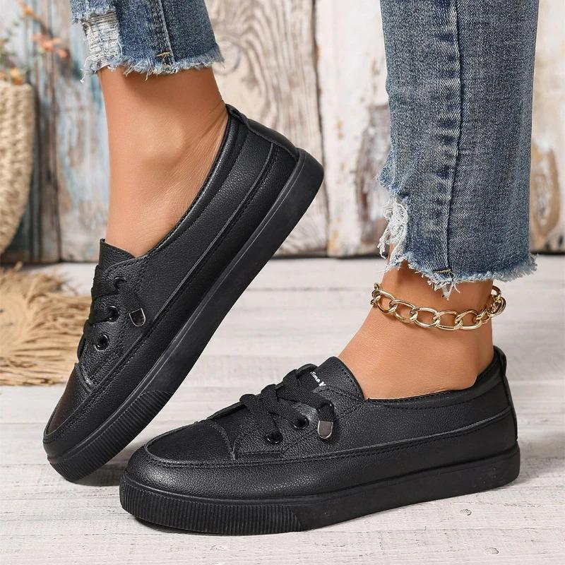 Fashion Women's Shoes Light Pu Leather Casual Shoes Shallow Mouth Single Shoes Women's Sneakers Platform Vulcanized Shoe Walking Flats
