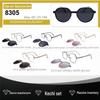 8305 High-End Polarized Magnetic Clip-on Sunglasses with Metal Round Frame and Acetate Temples.