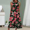 Летнее модное сексуальное платье без рукавов Мягкое повседневное платье с принтом 3D Rose Garden Платье без рукавов на бретельках