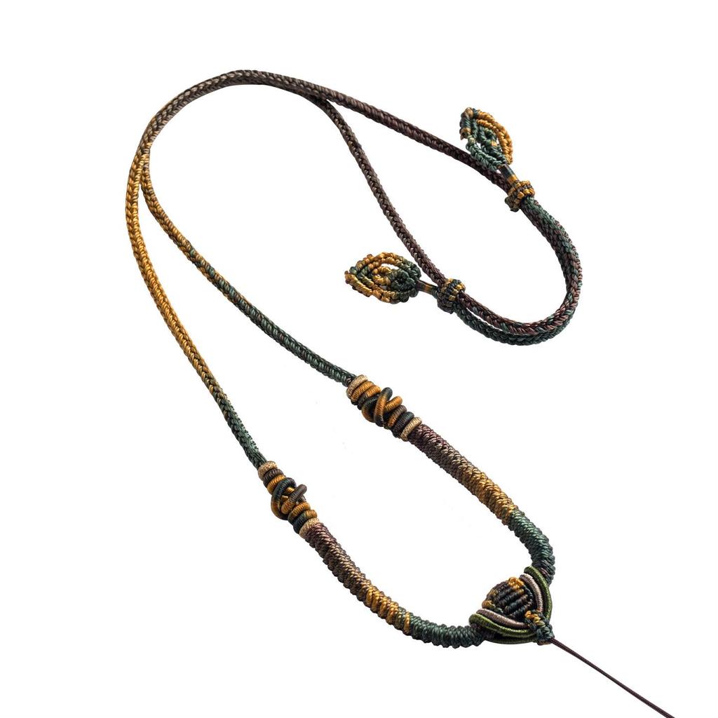 Роскошный плетеный вручную шнурок-подвеска из восьми нитей с нефритом