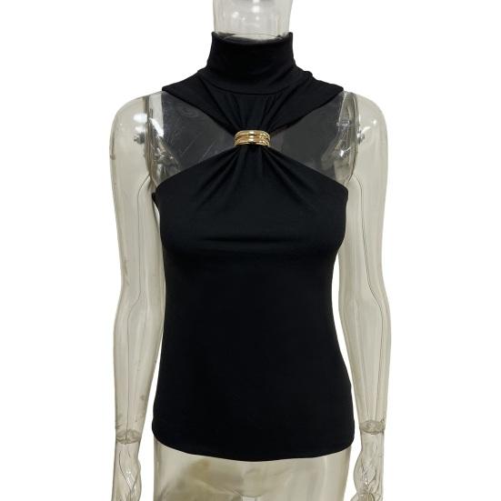 Женские топы с высоким воротником и рукавами, однотонные, эластичные, облегающие