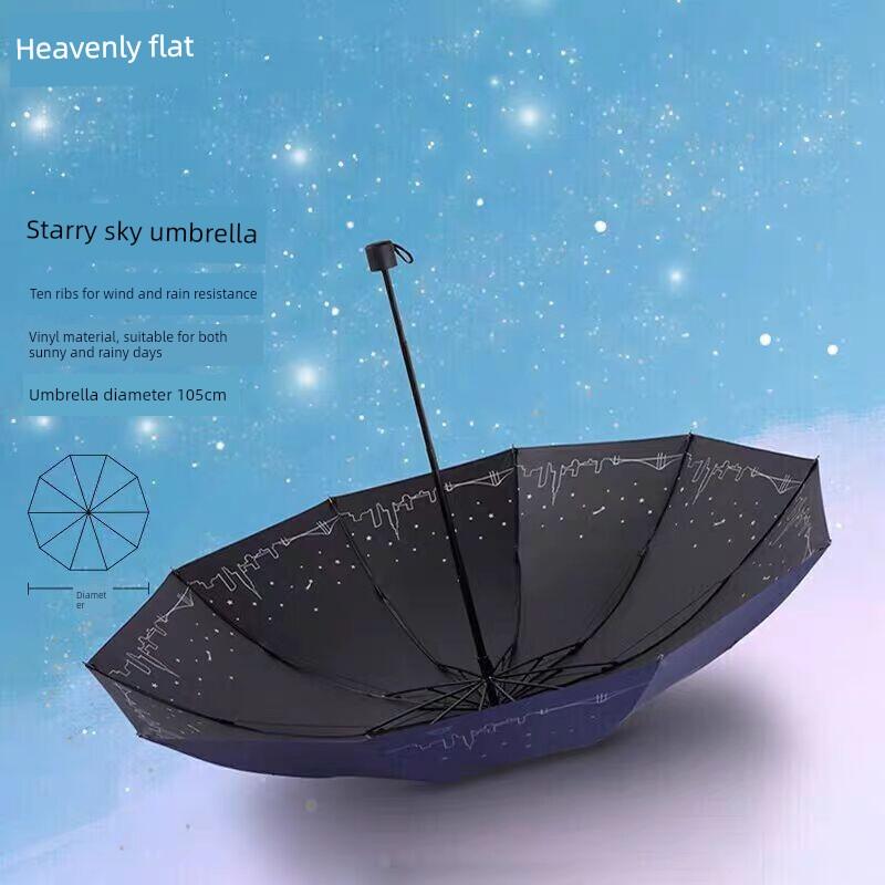 Paradise Umbrella Large Folding Black Coating Umbrella for Women, Dual-Use for Sun and Rain, Sun Protection Parasol, Sun Umbrella for Men