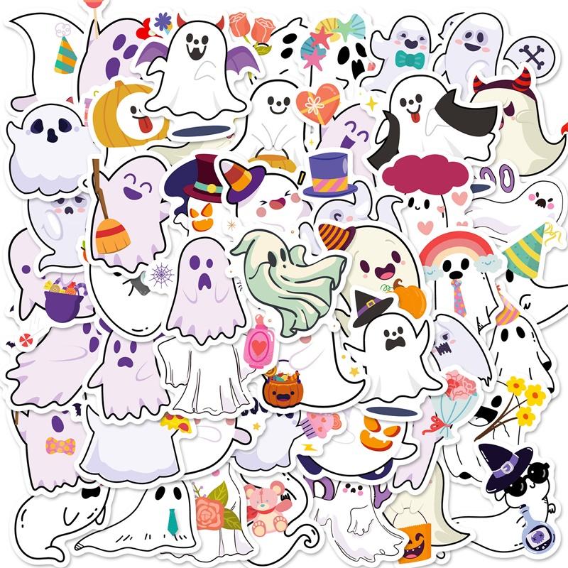 10/30/50PCS Cartoon Ghost PVC Sticky Sticker Aesthetic DIY Decoration Scrapbooking Hand Accounting Stationery Supplies