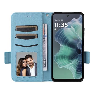 Чехол для Motorola Moto G35 5G с ремешком на запястье, текстура личи, кошелек из ПУ-кожи, чехол для телефона