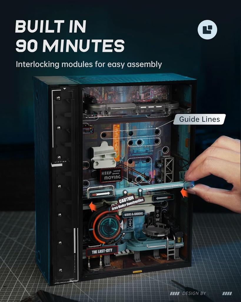 Robotime Rokr Последний город Параллельный мир Набор строительных игрушек Футуристический мраморный трек Автоматическая 3D игровая декорация для мужчин и женщин