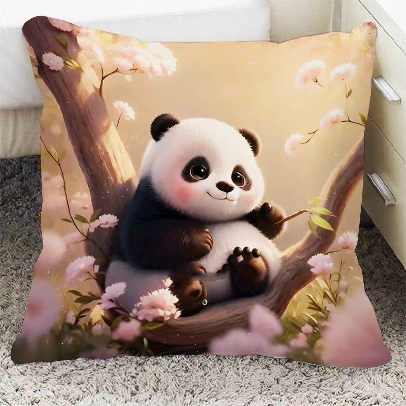 Квадратная наволочка с пандой, милая подушка, чехлы для диванных подушек, поясничная подушка для дома