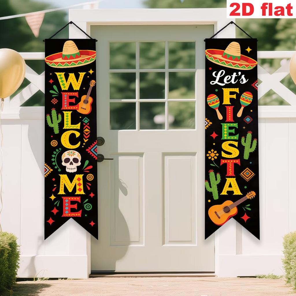 Carnival Circus Door Banner Carnival Cactus Skull 1 Pair Polyester 30x120cm Indoor Outdoor Decor