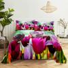 Tulip Bed Sheets Set With Pillows Case Flowers Bedsheet With Pillowcase 2 Pcs 3Pcs For Single Double Beds King Full Twin Size