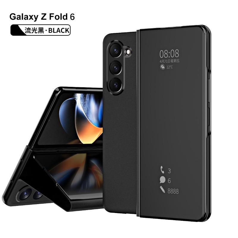 Магнитный пластиковый чехол для телефона Samsung Galaxy Z Fold 6 5 4 3 Fold6 Fold5 Fold4 Fold3 5G противоударный зеркальный кожаный чехол-держатель