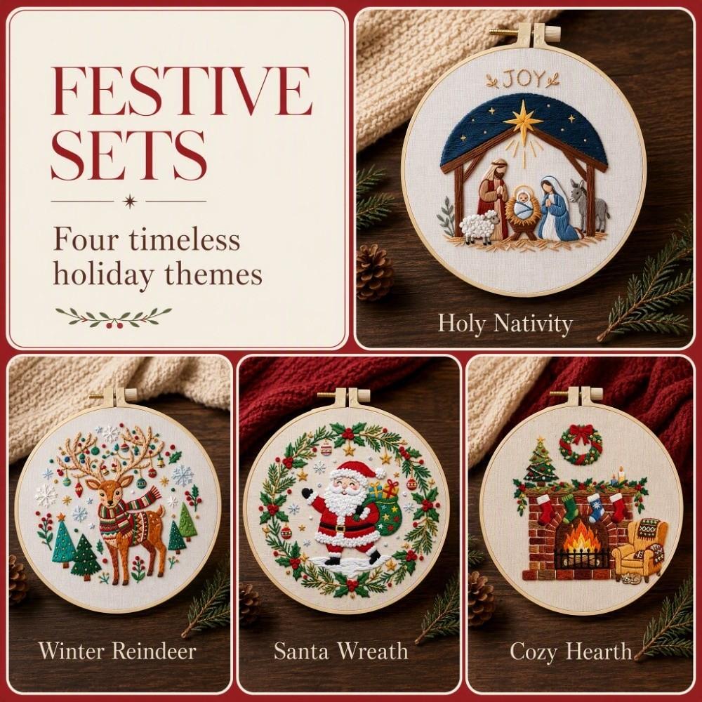 DIY Christmas Sewing Kits Santa Claus Punch Needle Kits Christmas Embroidery Kit Wall Decor