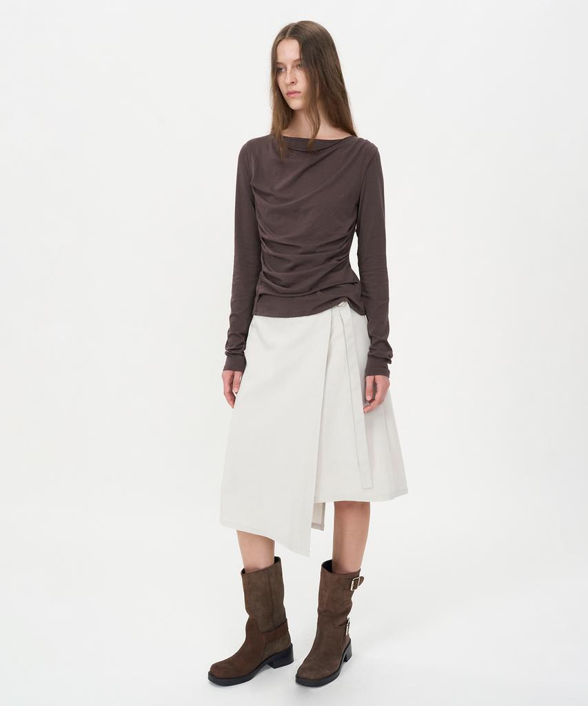 Insilence Woman Asymmetric Midi Wrap Skirt Ice Grey