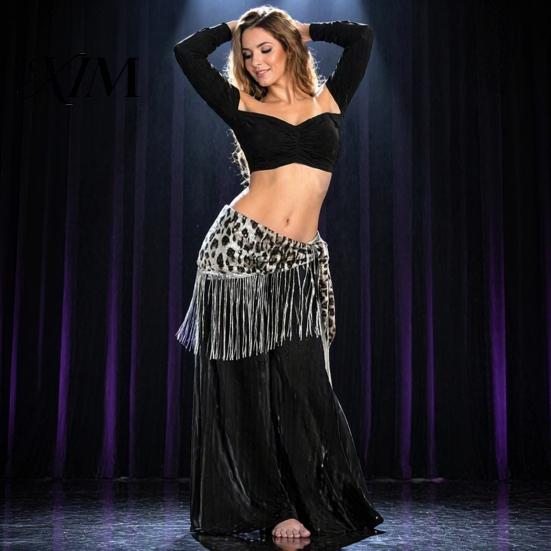 Stage Dance Accessory Women Leopard Fringe Hip Scarf, Belly Sequins Wrap Skirt, Waist with Tassels, Performance Clothing Accessories Tassel Belt