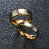 1pc Fashion New High-end Double Step Mirrored Intermediate Golden Stainless Steel Ring For Couples