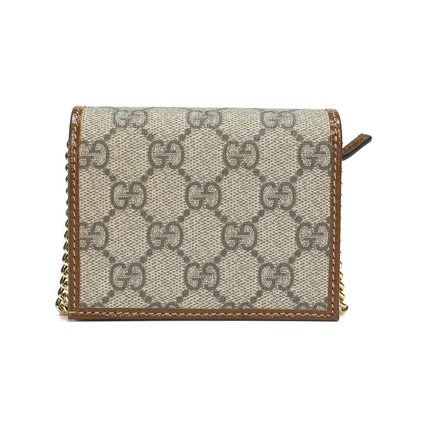 GUCCI Horsebit 1955 Canvas With Leather Chain Bag Card Holder, Wallet Regular Women's Ebony/Brown 623180-92TCG-8563