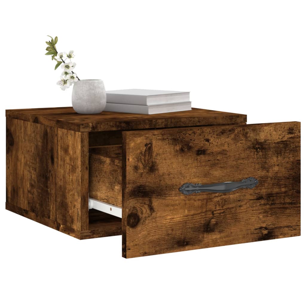 Wall Mounted Nightstand Smoked Oak 35x35x20 cm