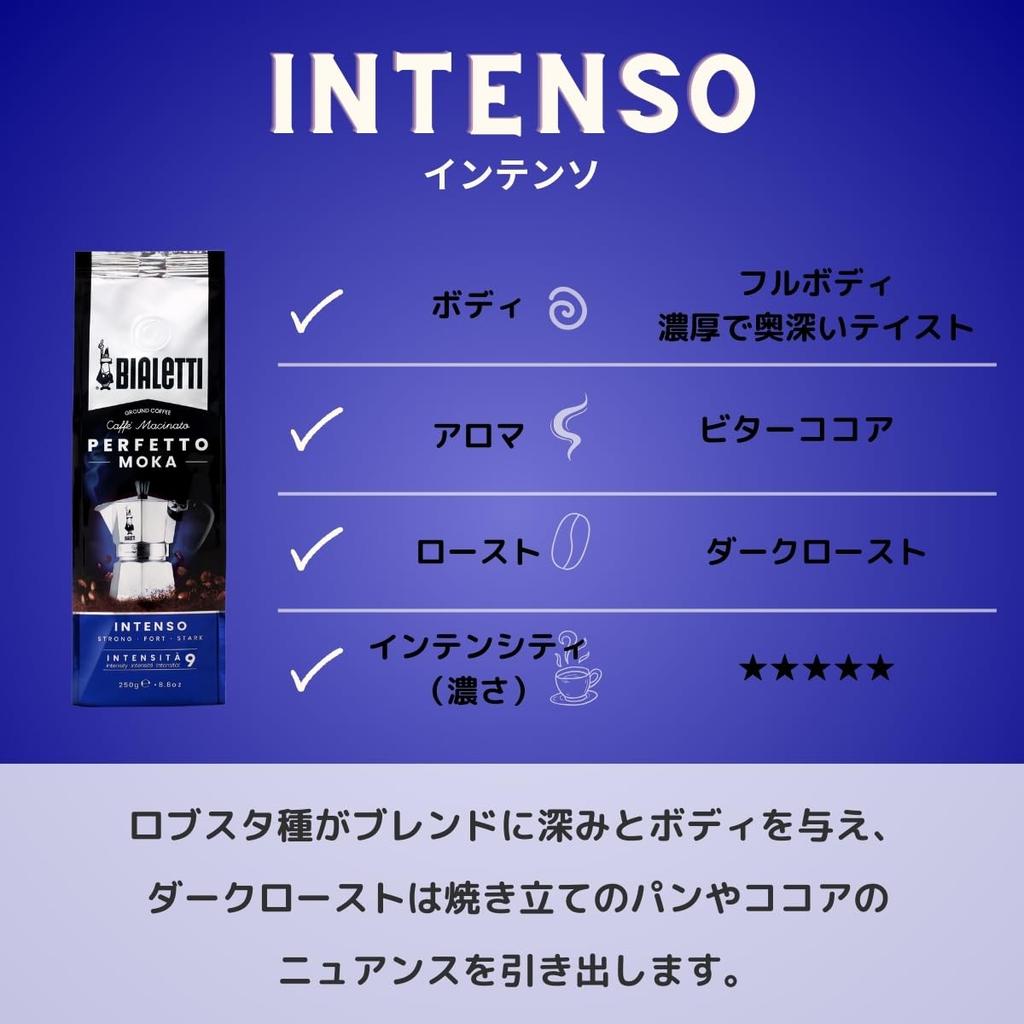 Bialetti Perfetto Moka Intenso (Finely Ground, 250g) Italian Coffee Beans for Espresso