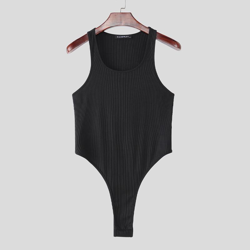 INCERUN Мужское нижнее белье U-образный вырез без рукавов в рубчик облегающий купальник комбинезоны
