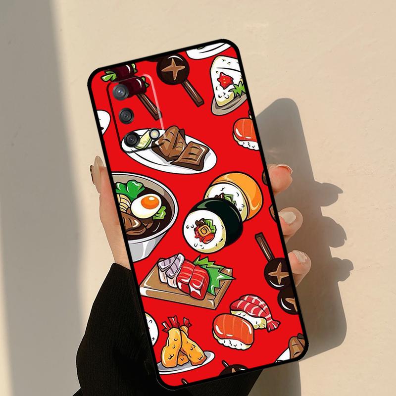Японский кейс для еды суши для Oppo A80 A60 A40 A15 A16 A17 A57 A94 A74 A54 A76 A96 A18 A38 A58 A78 A98 A6 A5 Pro