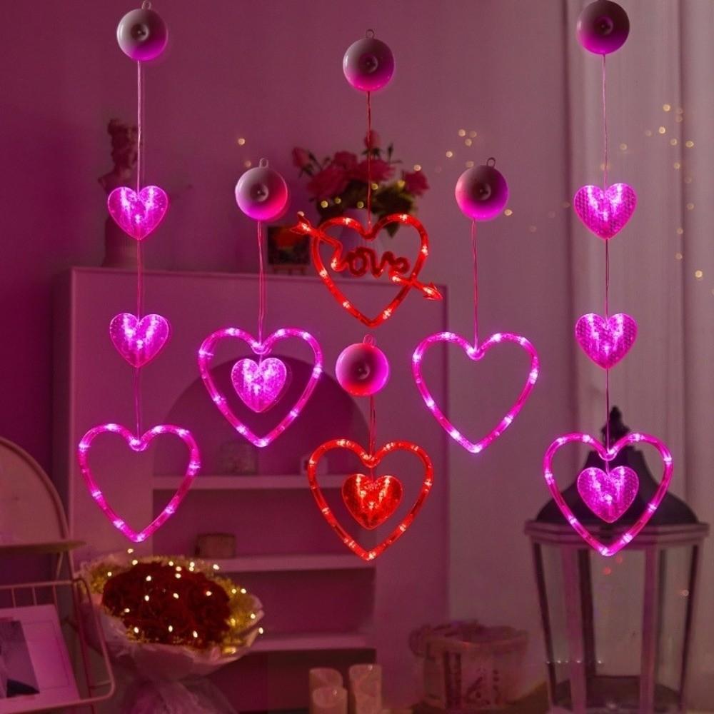 Waterproof Heart Curtain Fairy Light Creative Suction Cup Atmosphere Light  Proposal Ceremony