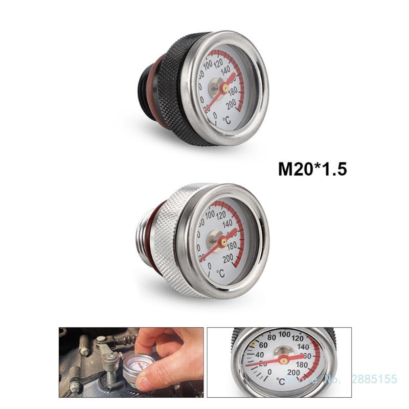 M20x1.5 Motorcycle Engine Oil Caps Tanks Temperature Gauge Oil Gauge Fitting 0-200℃ Display Oil Temperature Gauge