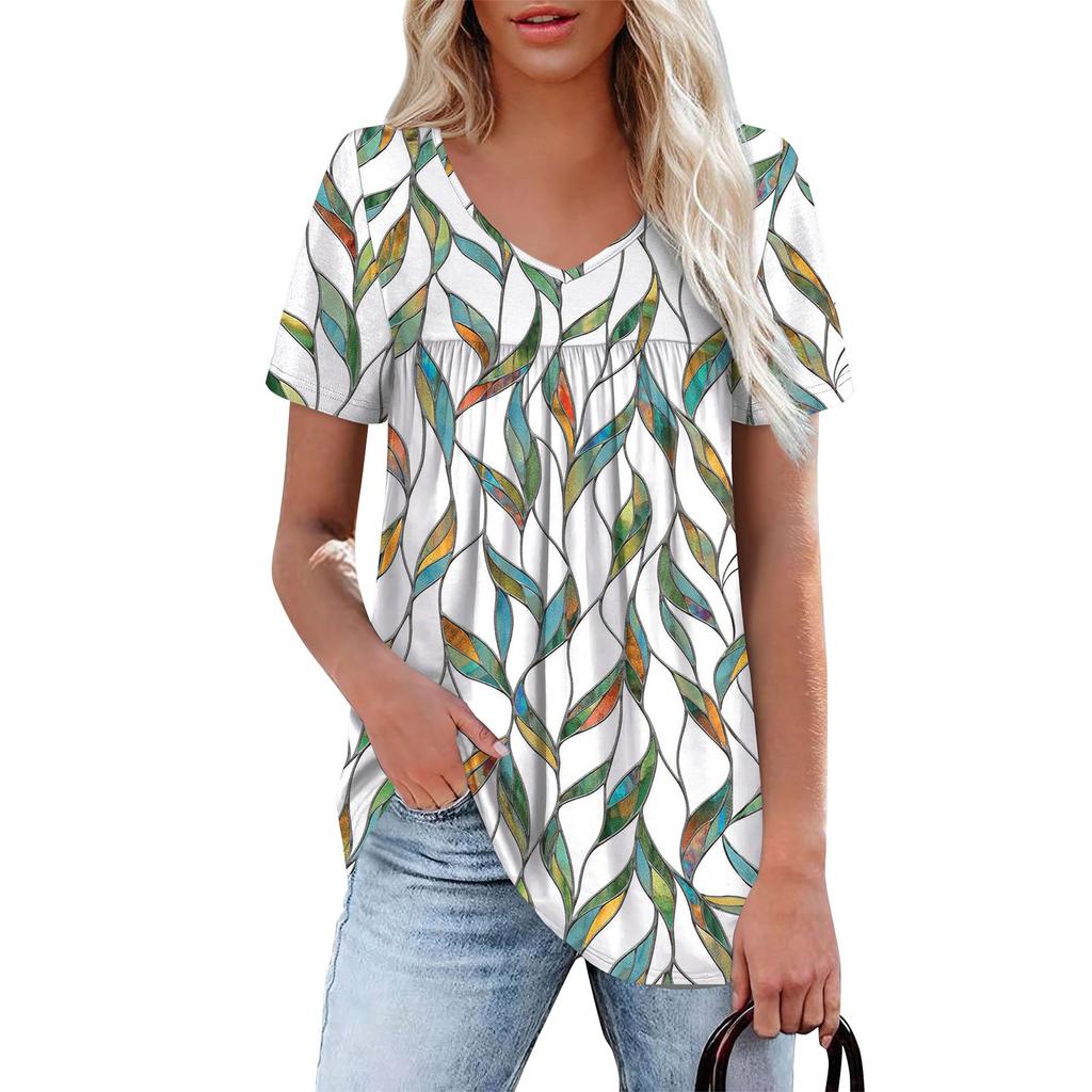 Женское платье с V-образным вырезом, летнее платье с плиссированной резинкой на талии, А-силуэтное платье