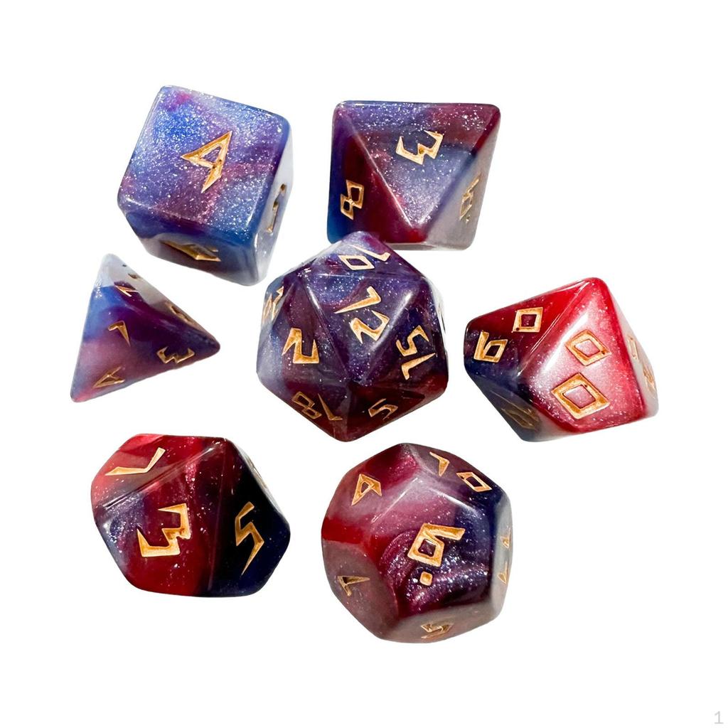7 Pieces Polyhedral Dice D4 D6 D8 D10 D12 D20 Handmade Multisided for Entertainment Toy Gift