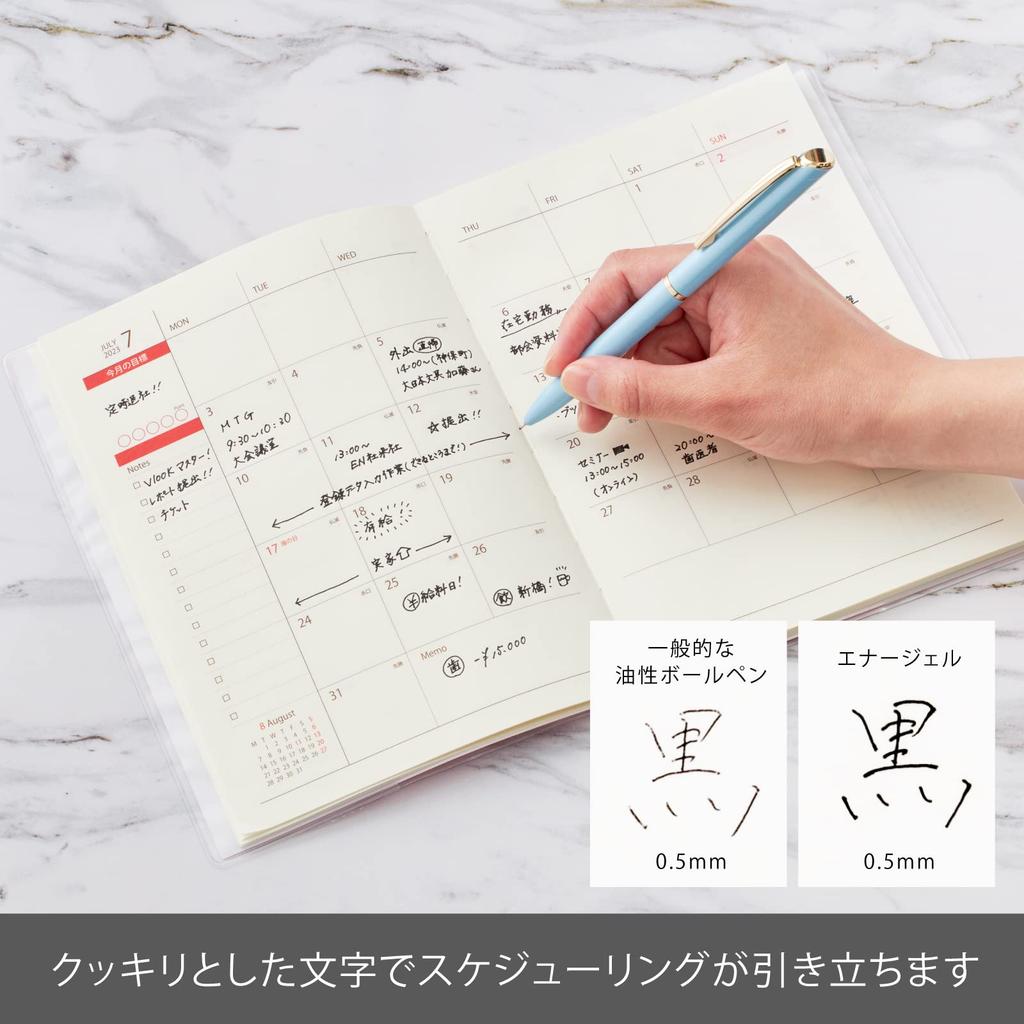 Гелевая шариковая ручка Pentel Energel Pastel, Подарочная ручка, Philography, 0,5 мм, Синяя, Коробка, Черная, BLN2005PS-AGG