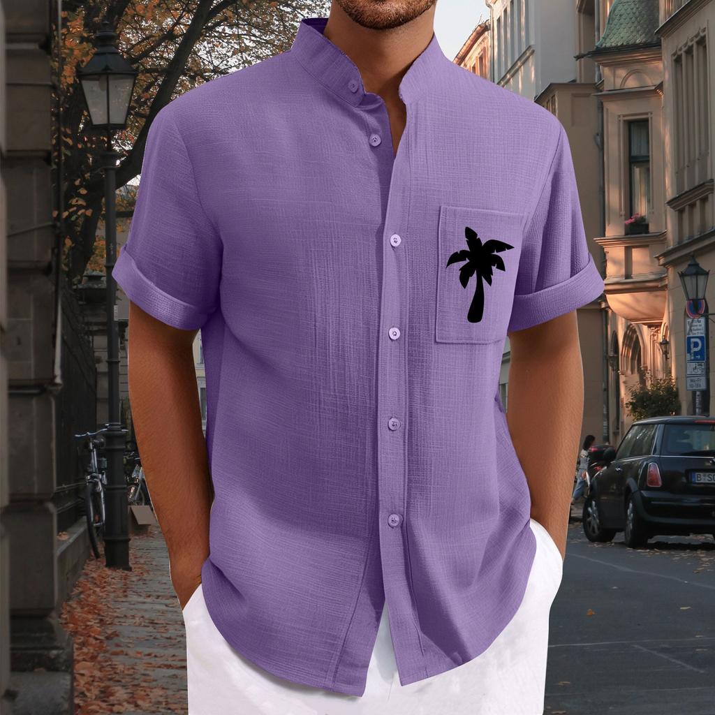 Men'S Casual Loose Short Sleeved Printed Shirt With Fashionable Top