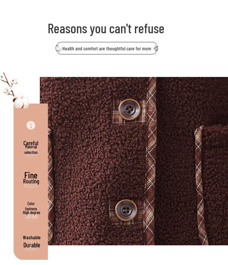 Зимняя куртка из овчины и флиса большого размера для женщин среднего и пожилого возраста