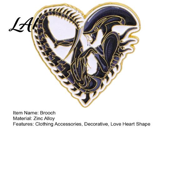 Daily Wear Brooch Love Heart Aliens Badge Brooch Shape Enamel Lapel Pin Clothing Sci-fi Lovers Accessories for Parties Dates Gift Sci-Fi Pin