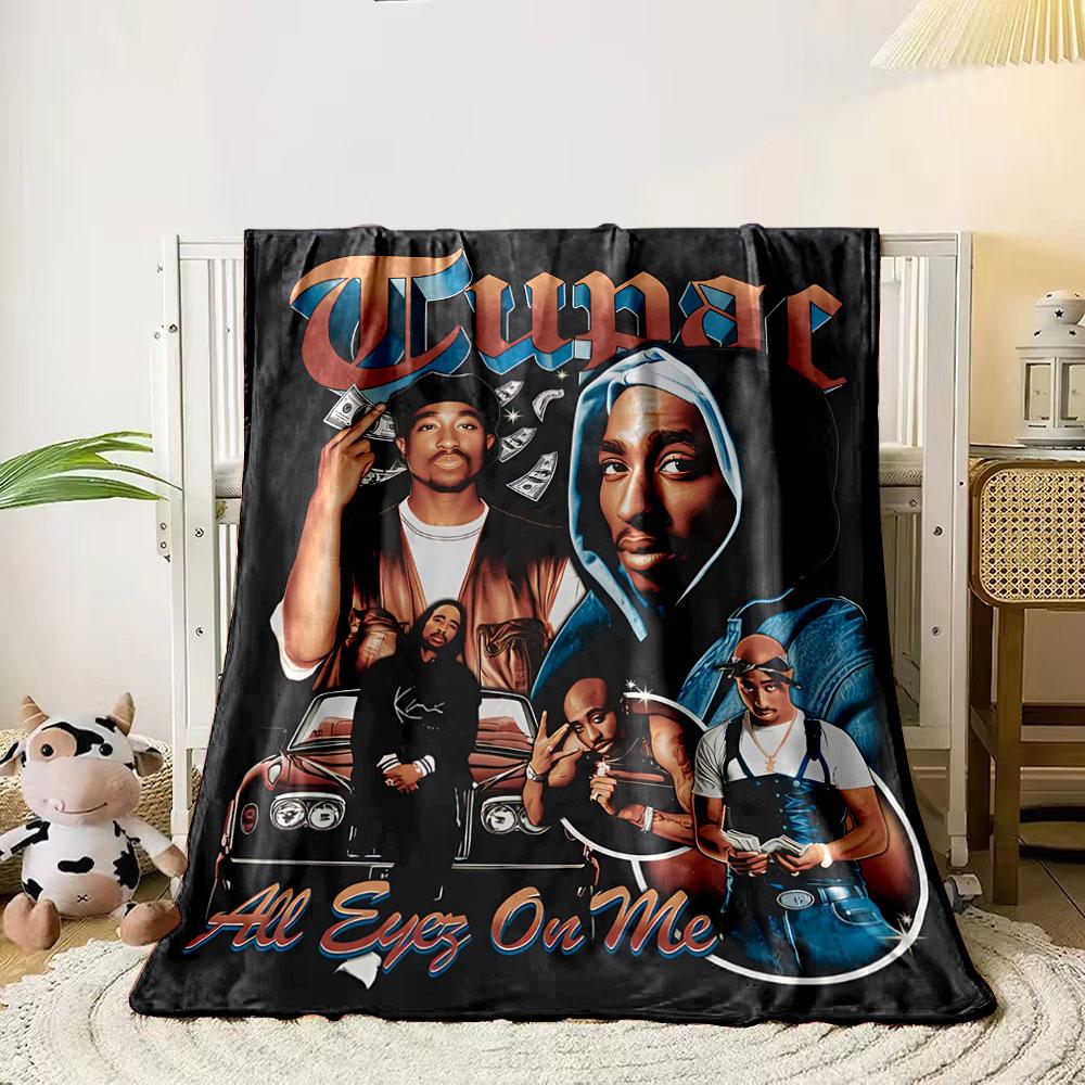 Bohemian Tupac All Eyez On Me Poster Dark Soft Blanket, Premium Microfiber Blanket for Home, Elegant Fleece Blanket for Guest Rooms