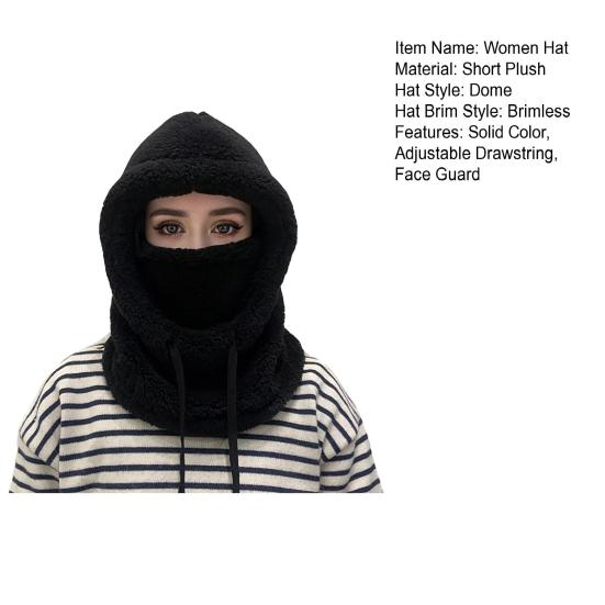 Женский головной убор для верховой езды, однотонный, регулируемый шнурком, защита лица, головной убор, осенне-зимняя утолщенная теплая плюшевая шапка