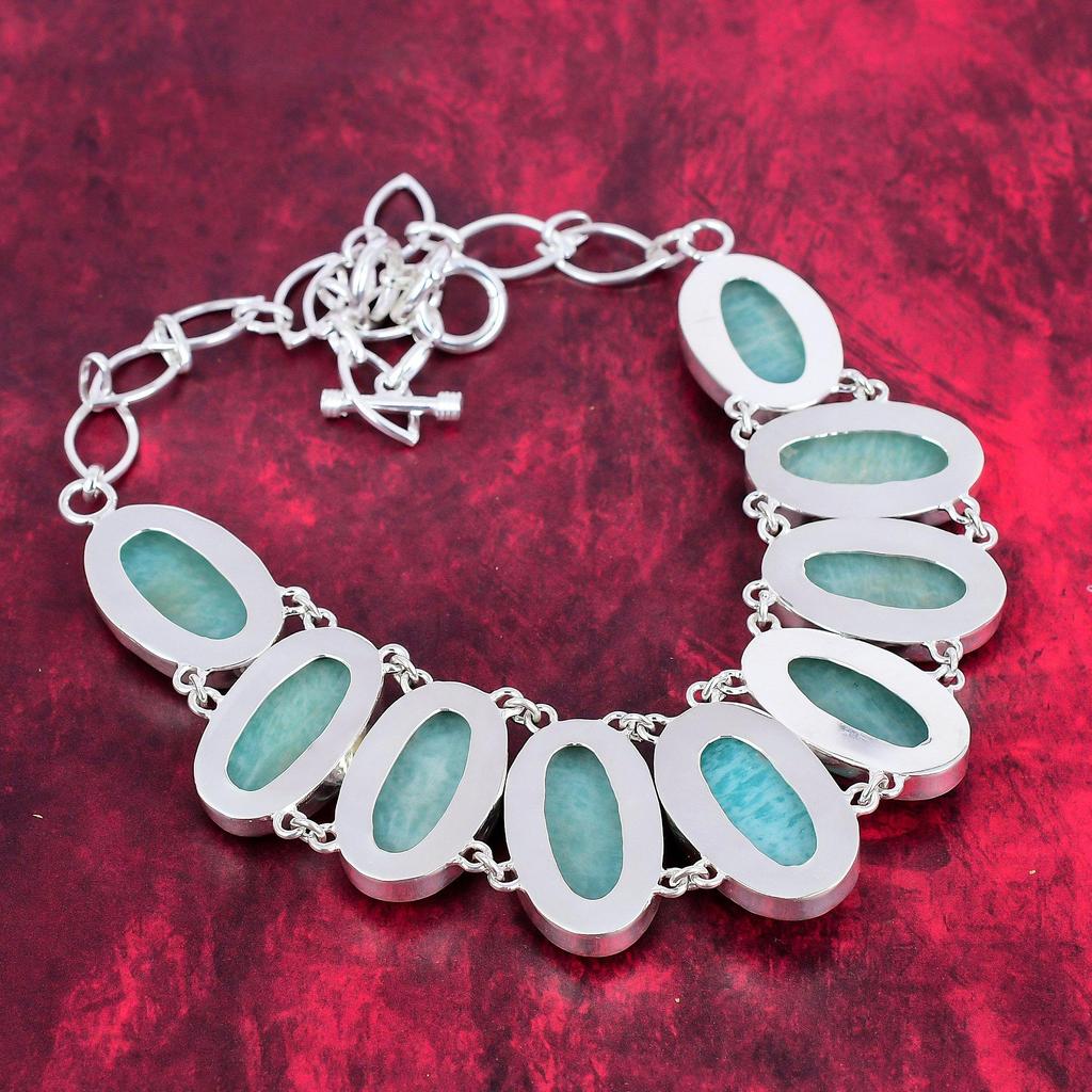 Ожерелье из натурального амазонита из стерлингового серебра 925 пробы с регулируемой цепочкой, уникальное ювелирное ожерелье из драгоценного камня ручной работы на День памяти