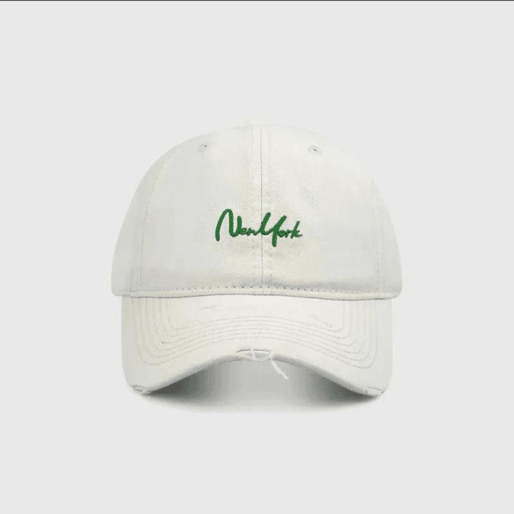 Adjustable Dad Hat Cursive Embroidery Wide Brim Cap Vintage New York Baseball Cap Outdoor Wear