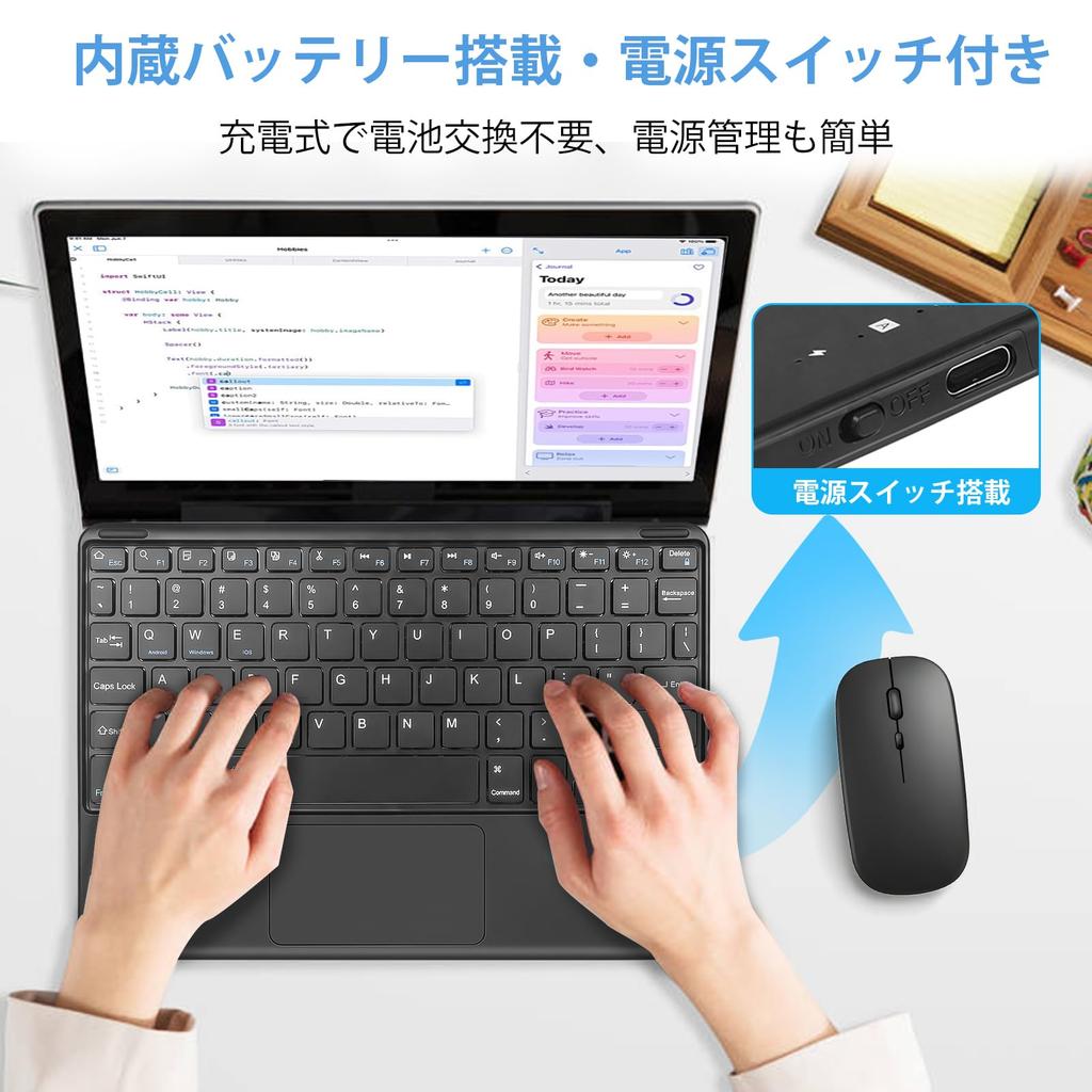 Bluetooth-клавиатура Aobante с тачпадом, Беспроводная перезаряжаемая клавиатура, Совместимость с зарядкой Type-C, Тонкий и легкий дизайн, Совместимость с iPa