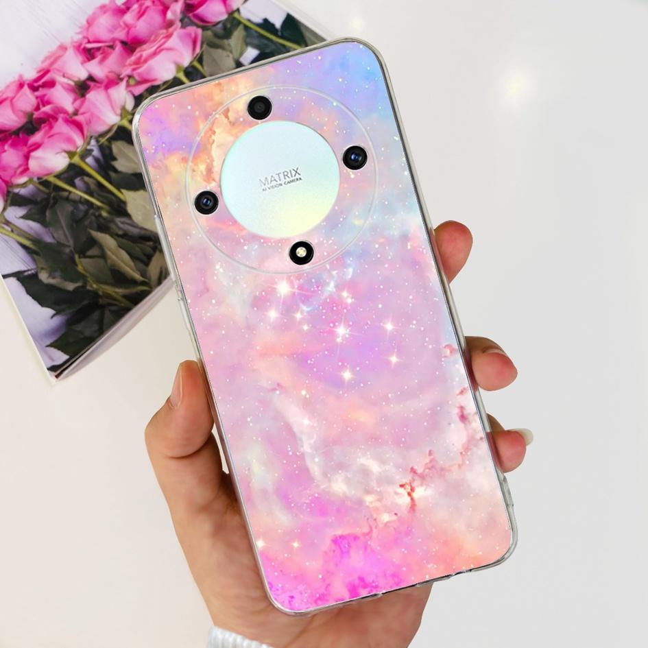 Чехол для Honor X9b 5G ALI-NX1 Популярный Цветок Мягкий Прозрачный Силиконовый TPU Чехол для Honor X9a RMO-NX1 HonorX9 ANY-NX1 Ударопрочный Funda