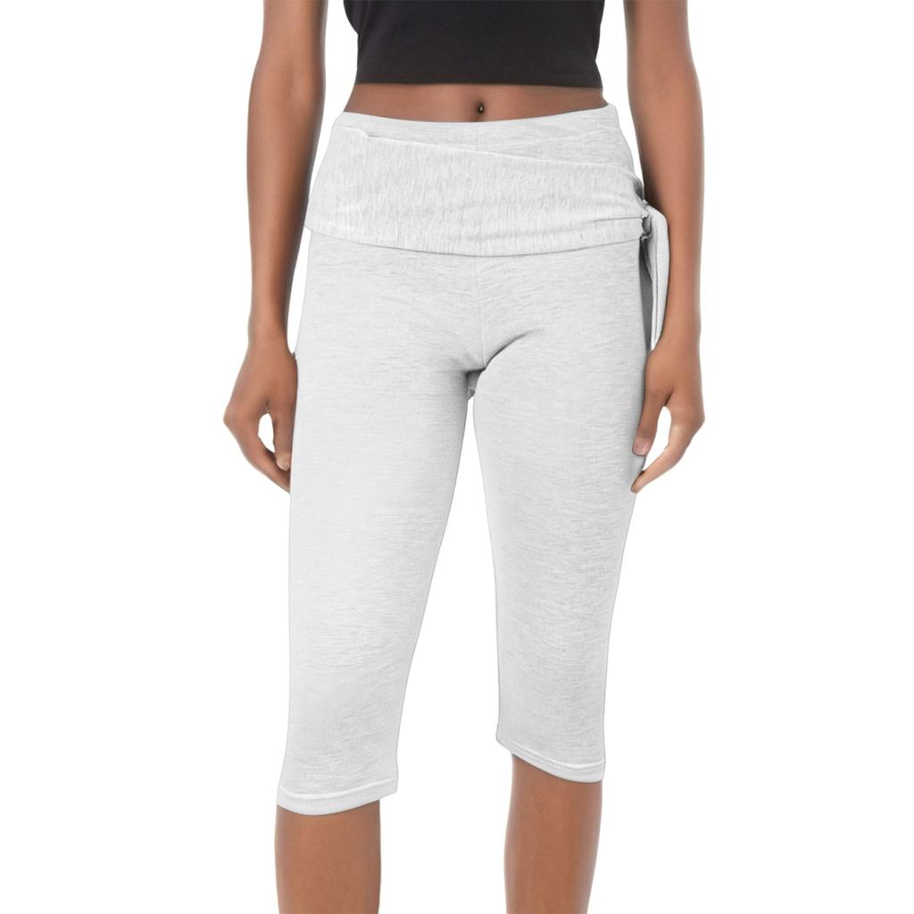 Женские облегающие брюки с низкой посадкой, эластичным поясом и двумя укороченными леггинсами, повседневные штаны для йоги с подъемом бедер