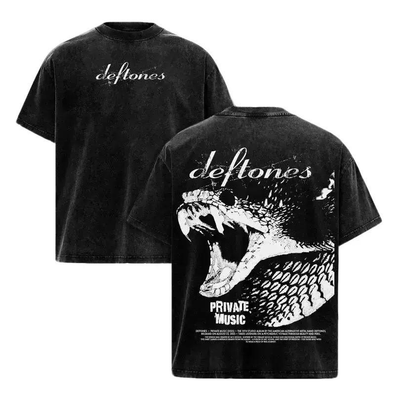 Deftones Vintage Washed Double Sided Rock Metal Oversized Cotton Short-sleeve